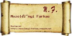 Mozolányi Farkas névjegykártya
